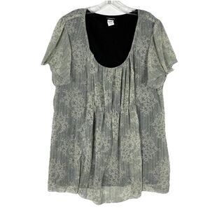 Nwot Perseption Sheer Lined Blouse 3X Plus Size Boho Indie Coastal Grandma